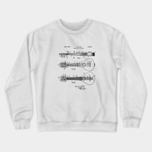 Folk Music Gift Vintage Mandolin Blueprint Crewneck Sweatshirt